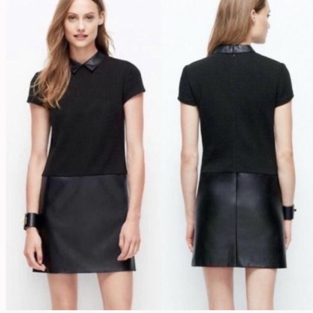 (Ann Taylor) Black Faux Leather Shirt Dress